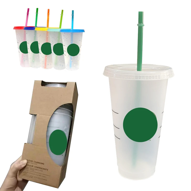 700 мл соломенная чашка с крышкой логотипом меняющая цвет кофейная многоразовые