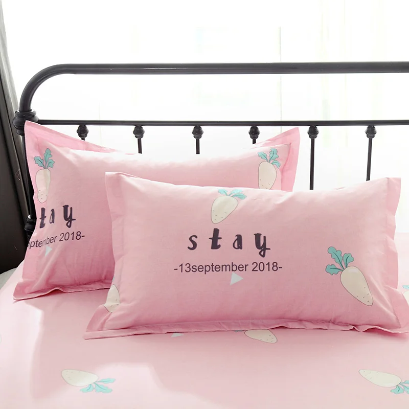 

Pink carrot bed sheet cute cartoon princess bedding High quality cotton twin full queen king fitted sheet sets 2pcs pillowcase