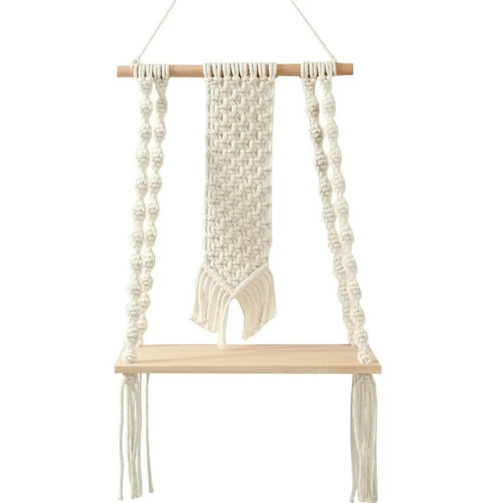 

Настенная полка, плетеный гобелен, полка ручной работы в стиле бохо, макраме, полка с хлопковой веревкой, полки в стиле бохо, Вешалка-органай...