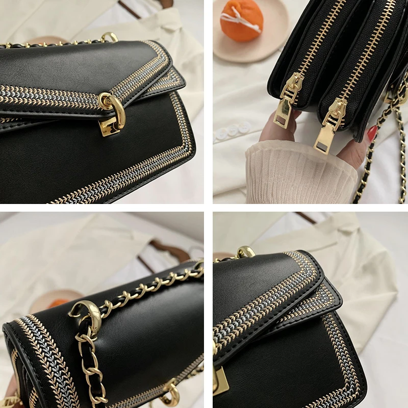 

2020 Elegant Female Square Crossbody bag Fashion New High quality Leather Women's Designer Handbag Chain Shoulder Messenger Bag