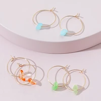 3 pairs autumn simplicity fashion women natural raw stone small dainty hoop earrings set