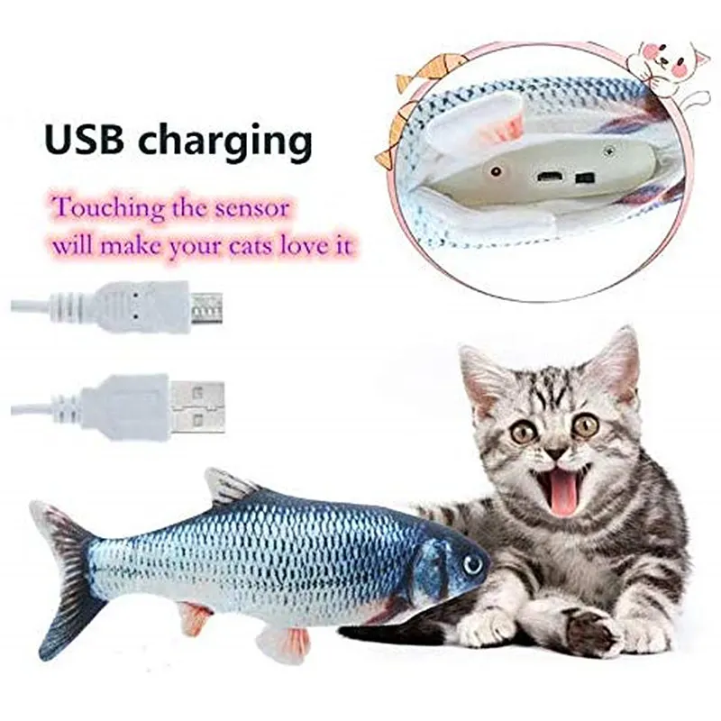 Игрушка для кошек рыба имитация электрической рыбы с зарядкой по USB Жевательная