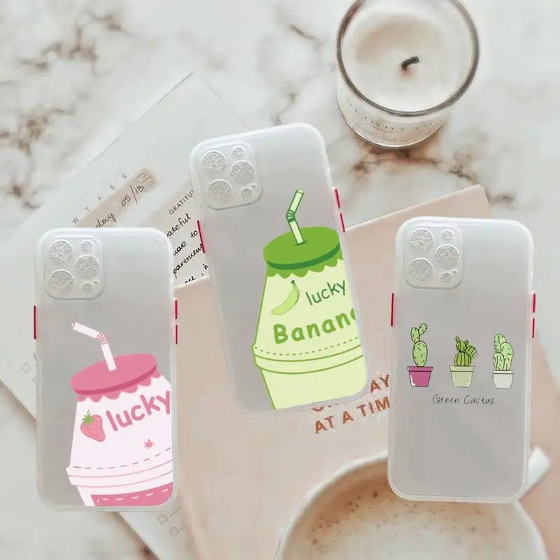 

Couples Cartoon Lovely Heart Painted- Phone Case For iPhone 12 11 Mini Pro XR XS Max 7 8 Plus X Matte transparent White Cover