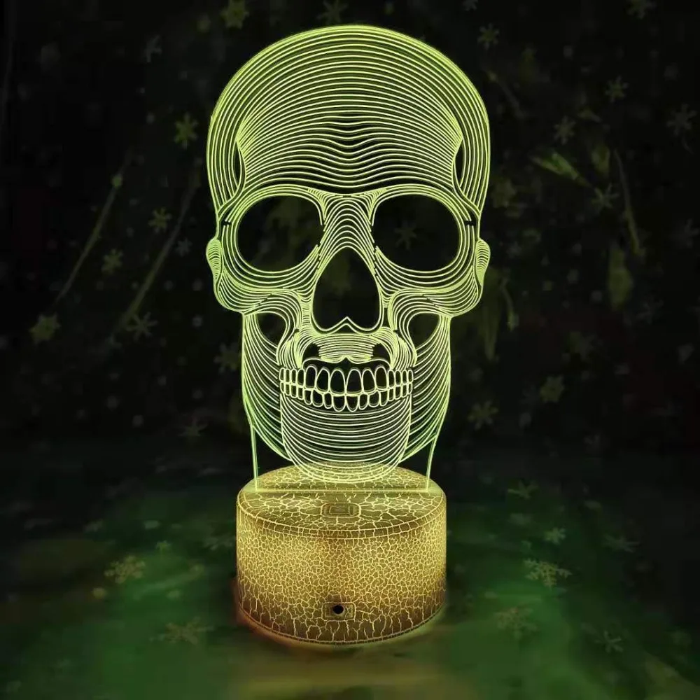 

Skull Head 3D LED RGB Night Light 7 Color Change Desk Light Action Figures 2812 Kids Home Christmas Toys