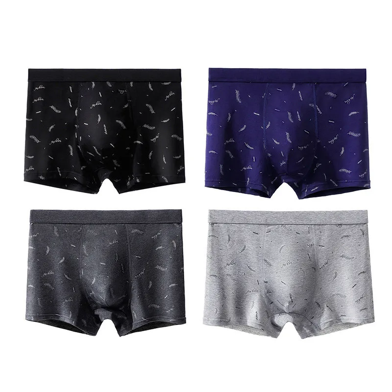 4Pcs/Lot Men's Underwear Flat Angle Men's Underwear Cotton Shorts Sexy Solid Color Breathable Underwear Man