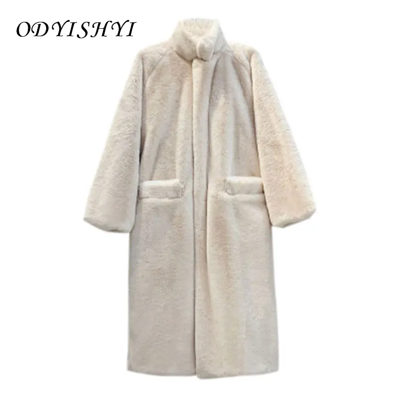 

Plus Size Loose Warm Outwear Luxury Faux Fur Coats Long Women Parka Fashion 2020 Winter Thick Imitation Mink Jacket Female Belt