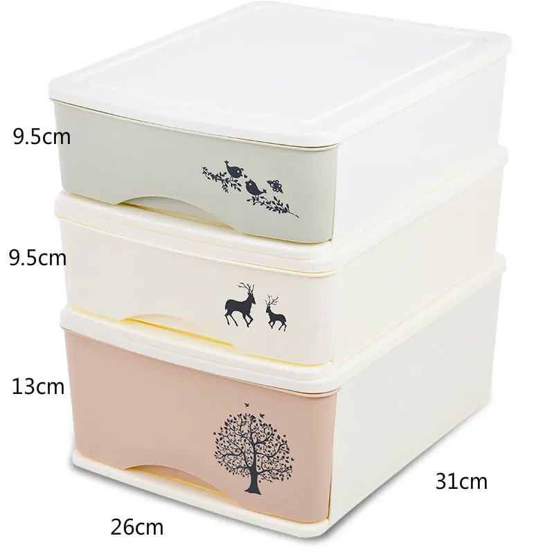 

Underwear Socks Storage Drawer Plastic Multi-grid Storage Box with Cover Plaid Wardrobe Desktop Superimposable Storage Box