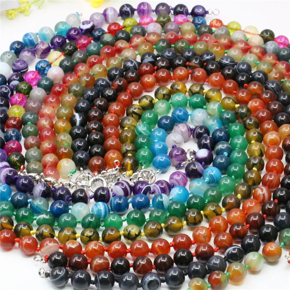 

10mm Round Multicolor Watermelon Tourmaline Jaspers Agates Tigers Eye Stone Necklace DIY Accessory Parts Natural Jewelry Making