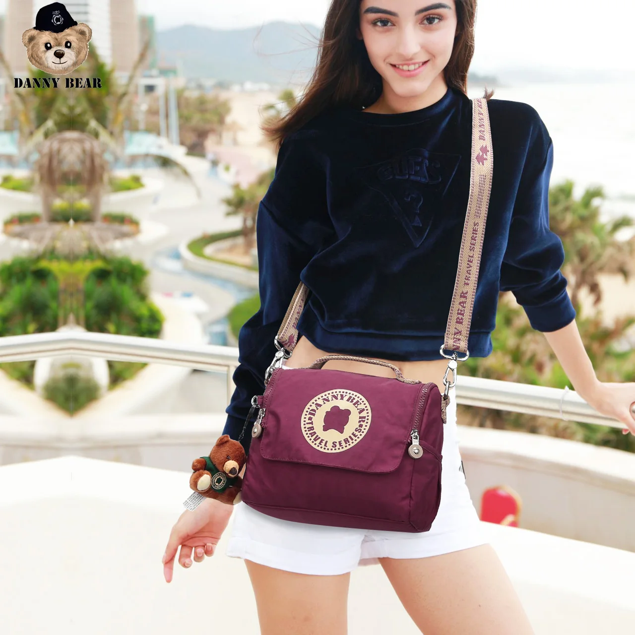 Модная однотонная сумка через плечо Дэнни медведь для женщин Повседневная