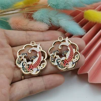10pcs alloy red koi enamel charm pendant cute lucky fish earrings finding diy jewelry making keychain necklace accessories