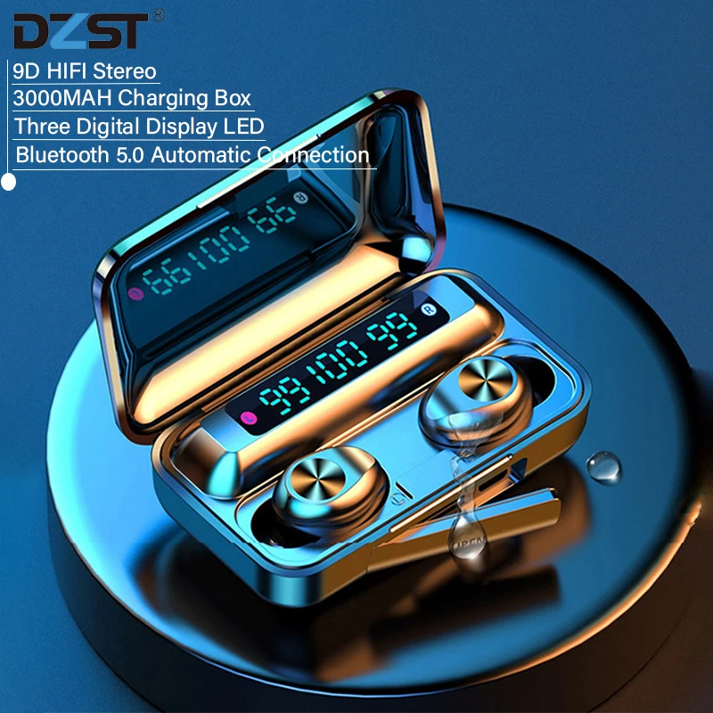Беспроводные наушники IPX7 водонепроницаемые TWS Bluetooth 5 0 9D HIFI с Майком 3000 мАч
