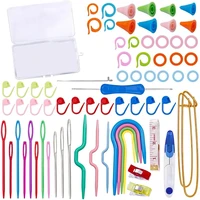 imzay 91pcs knitting crochet accessories with knitting stitch markers plastic sewing needles cable needles for knitting sewing