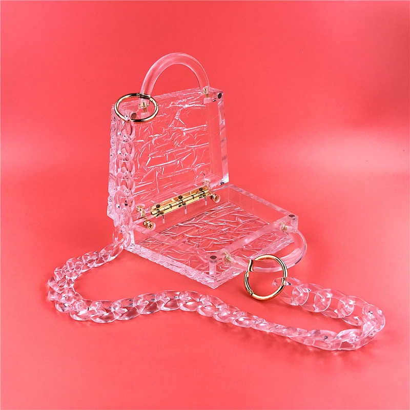 

2021 Autumn New Bag Fashion Transparent Crystal Bag High Quality Acrylic Woman Dinner Bag Bucket Shape