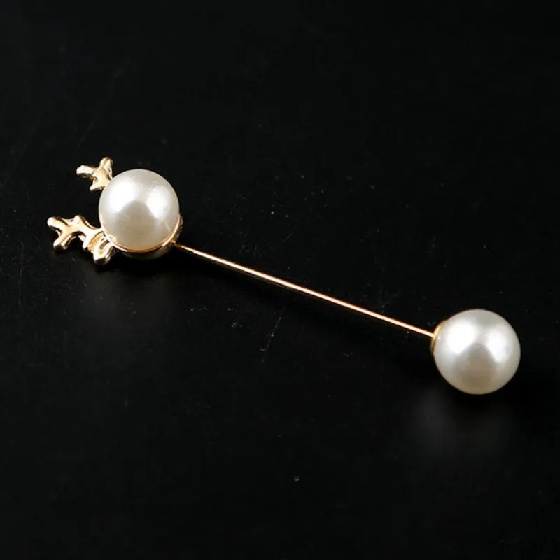 Корейский двойной головой жемчуг нагрудный знак брошь Циркон Лось английские