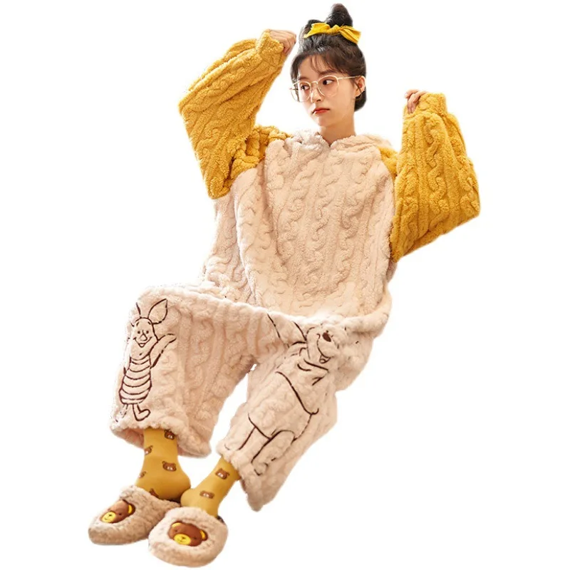 New Women's Jumpsuit In Winter Coral fleece Thickened Nightdress Flannel Jumpsuit Ladies Lounge Plus Size Onesie