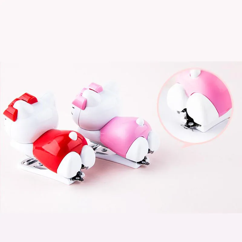 

8 pcs/lot Kawaii Mini Cat Stapler Set Stapling Machine With No.10 Staples Office School binding Supplies Cute Staplers