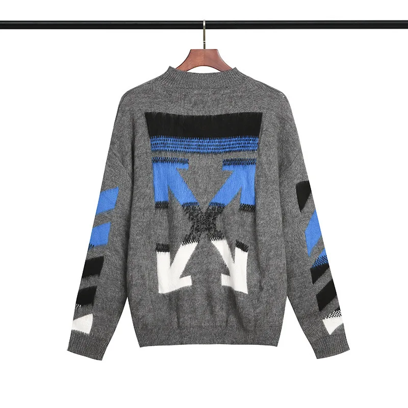 

2021 new high quality off Mahai dark grey knitted sweater for men and women