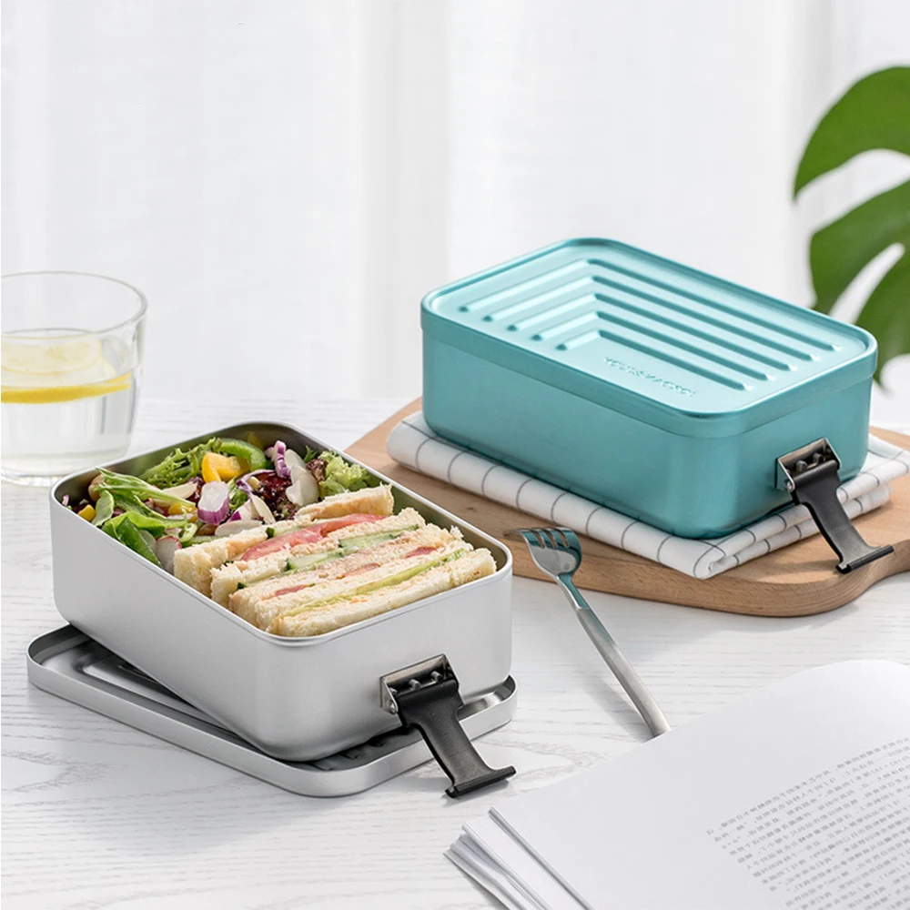 

J&J Aluminum Alloy Lunch Box Bento Case Food Meal Container Camping Picnic Dinnerware Food Storage Containerer For Keep Fresh