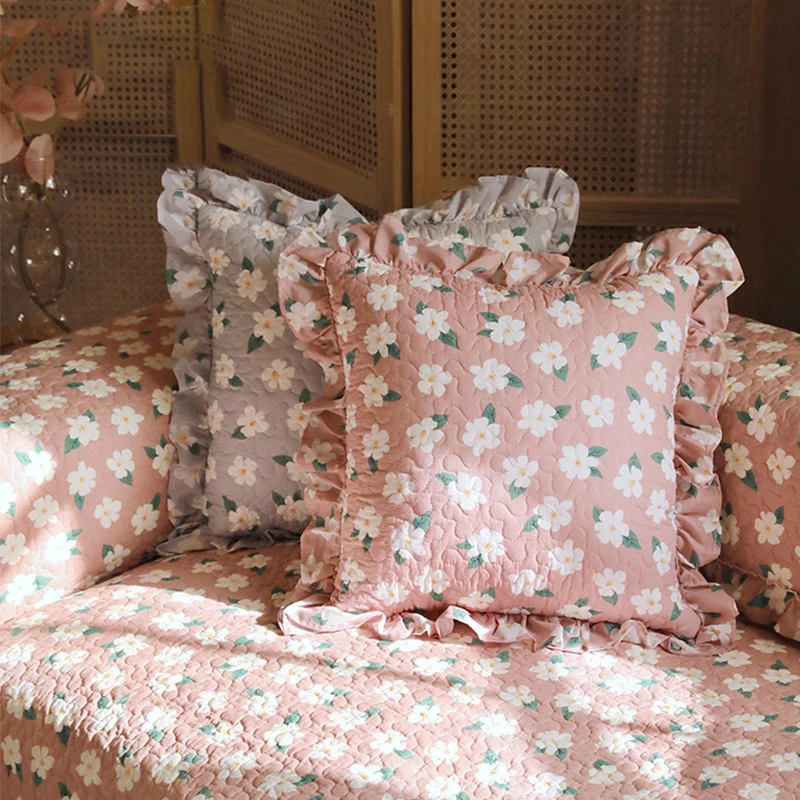 Spring Summer Pastoral Sofa Cushion Modern Fresh Printed Flower Cover Four Seasons Universal Cotton Non-slip Couch | Дом и сад