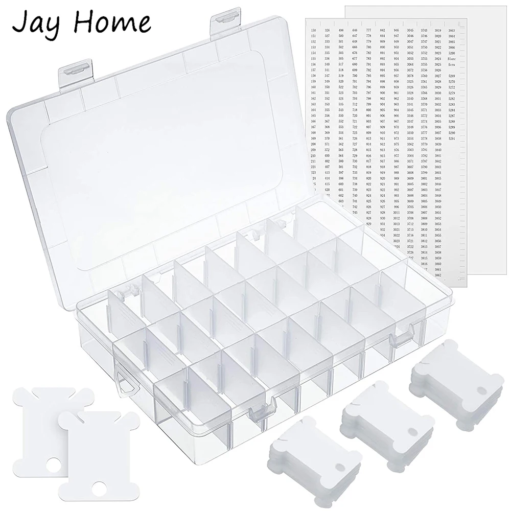 150 шт. Пластик нитки мулине шпульки с 24 Сетки Регулируемый организатор ящик Номер