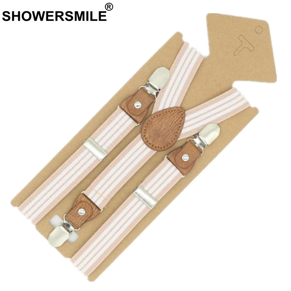 SHOWERSMILE подтяжки для детей ремень с подтяжками розовые полосатые кожаные штаны
