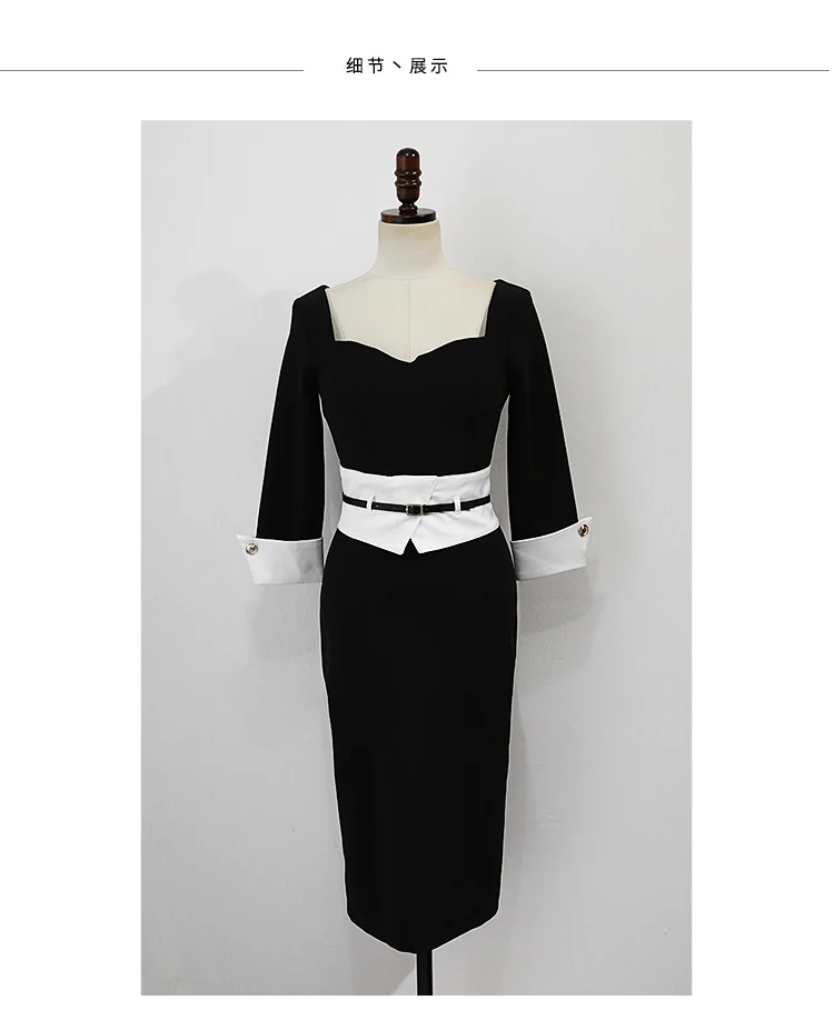 

Spring New Ladies Sexy High Waist OL Female Vestido De Mujer Slim Bodycon Knee-Length Pencil Sexy Black Woman Dress