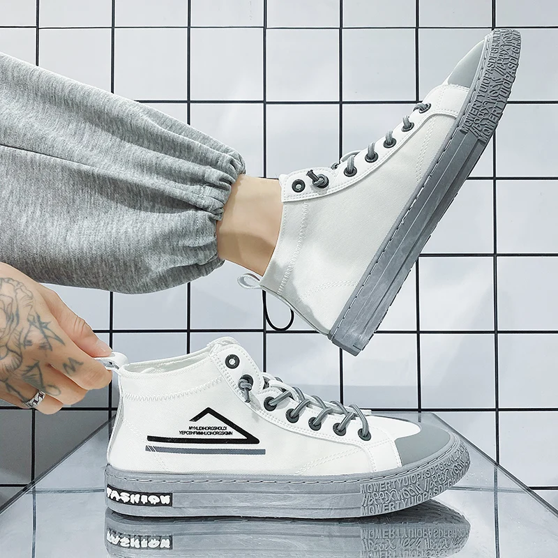 

Мужская обувь, Новинка лета 2021, модные кроссовки с высоким верхом, парусиновая обувь, тонкие дышащие дезодорирующие повседневные туфли