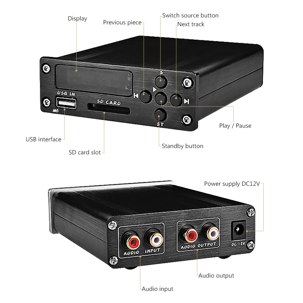 SP3306AL Lossless плеер аудио HiFi Fever APE музыкальный декодер MP3 Suport USB U диск 12V вход для