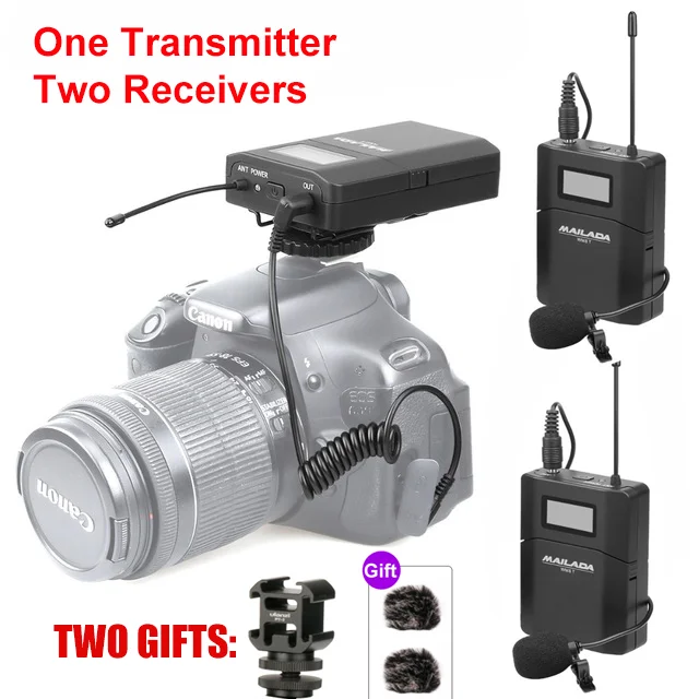 with 2 receiver Mailada WM8 студия UHF микрофон Vlogging видео воротник приемник передатчик камера микрофон для iPhone телефон Canon DSLR sony PK Rode - Цвет: with 2 receiver