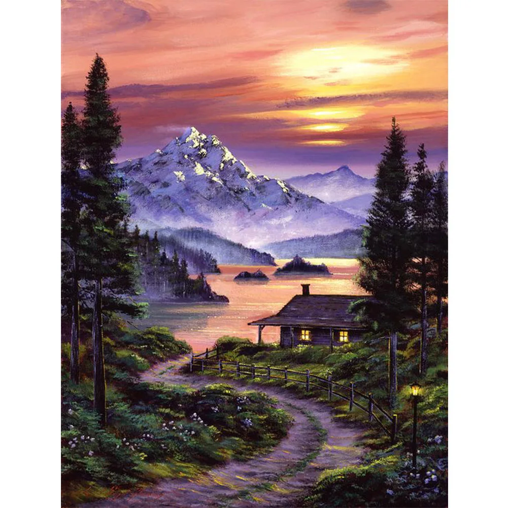 

5D Diy Diamond Painting Countryside Snow Mountain Rhinestone Square/round Diamond Embroidery Mosaic Bead Home Decoration Gift