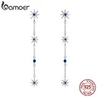 Женские серьги-подвески BAMOER, из стерлингового серебра 925 пробы, с прозрачной циркониевой звездой, BSE060, свадебные серьги, ювелирные изделия