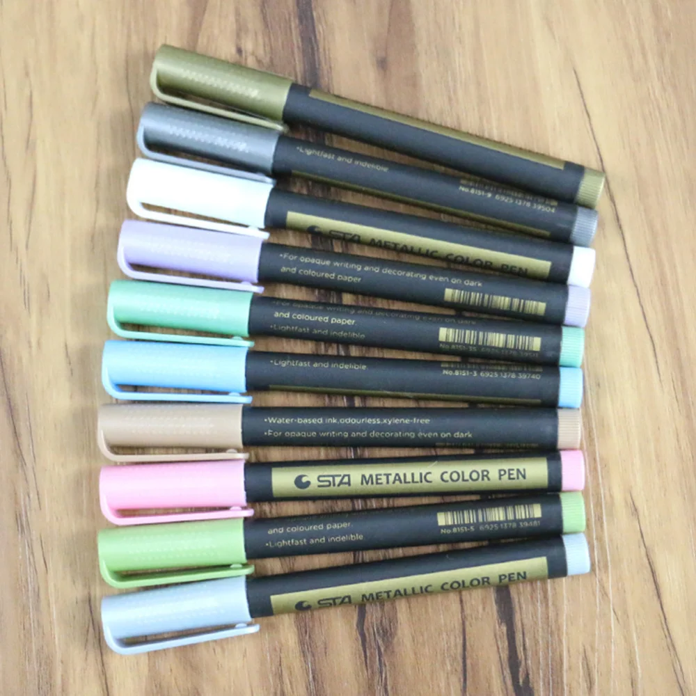

10PCS Color Metallic Marker Pens Colorful Oil Paint Based Glitter Metal Art Oil Painting Pens Set for Making Ceramic