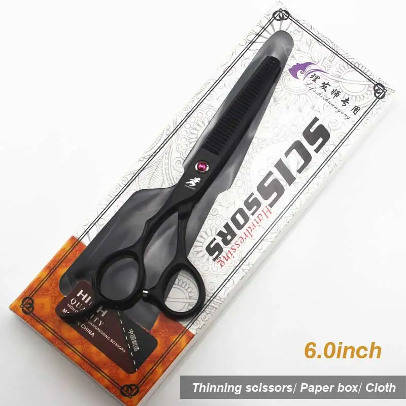 6.0Black Thinning 5,5/6,0 дюймов серебряные японские ножницы для волос дешевые Парикмахерские ножницы Ножницы Парикмахерская бритва стрижка левосторонние ножницы - Цвет: 6.0Black Thinning