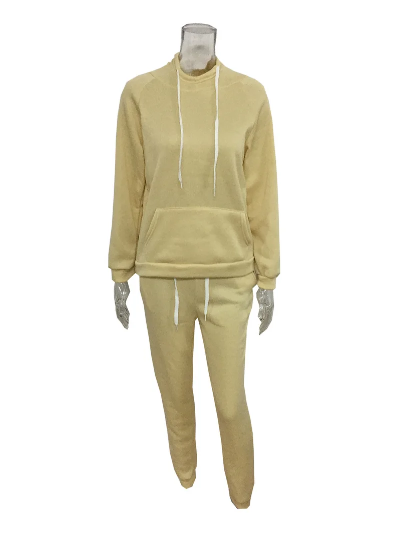 

Lace up solid hooded Suit Set 2019 Women Tracksuit Two-piece Sport Style Outfit Jogging Sweatshirt Fitness Lounge Sportwear