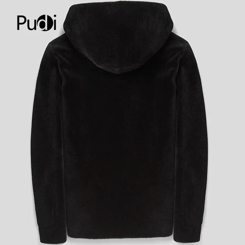 PUDI 201 мужская куртка Новая мода шерсть меховые куртки с капюшоном Осень Зима Повседневная Верхняя одежда MT819