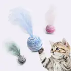 Игрушка для кошек, мяч со звездами и перьями из материала ЭВА светильник пенопластовый мяч, забавная игрушка интерактивный плюшевый, палочка с перьями