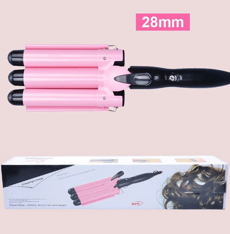 pink 28mm Pro 20-32 м Автоматические щипцы для завивки керамические бигуди для волос Тройные Бочки для больших волн на волосах щипцы для завивки волос Вэйвер бигуди Инструменты для укладки - Цвет: pink 28mm