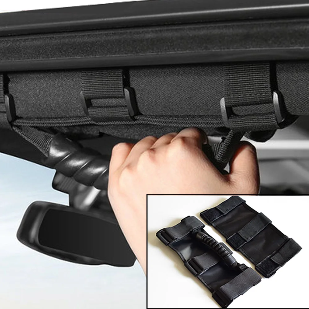 2pcs Roll Bar Mount Side Adjustable Armrest Grab Handle Handles Kit Black for Accessories For Jeep Wrangler JK CJ TJ YJ accessor |