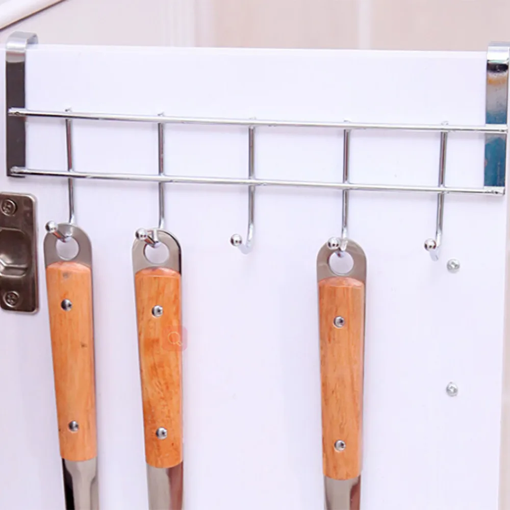 

Stainless Steel 5 Hooks Clothes Door Bathroom Hanger hanging Loop Organizer Hooks Bearing Over Door Rack Towel Holder 2021