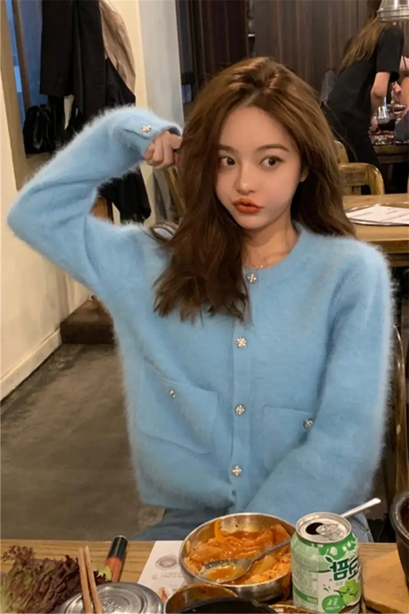 Женский кашемировый Укороченный кардиган Woherb элегантный вязаный свитер пальто