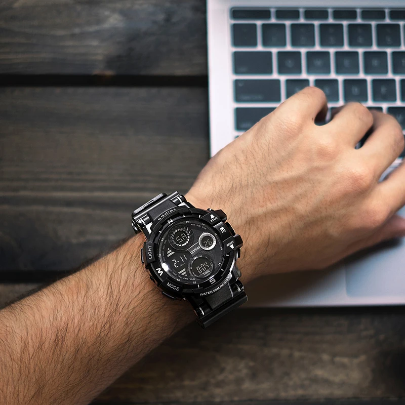 50 м мужские водонепроницаемые спортивные часы наручные Многофункциональные