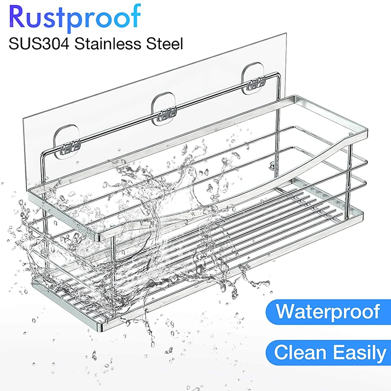 

Adhesive Shower Caddy Basket Shelf For Shampoo Conditioner Sponge Razor Soap Dish Kitchen Bathroom Organizer No Drilling Shelves