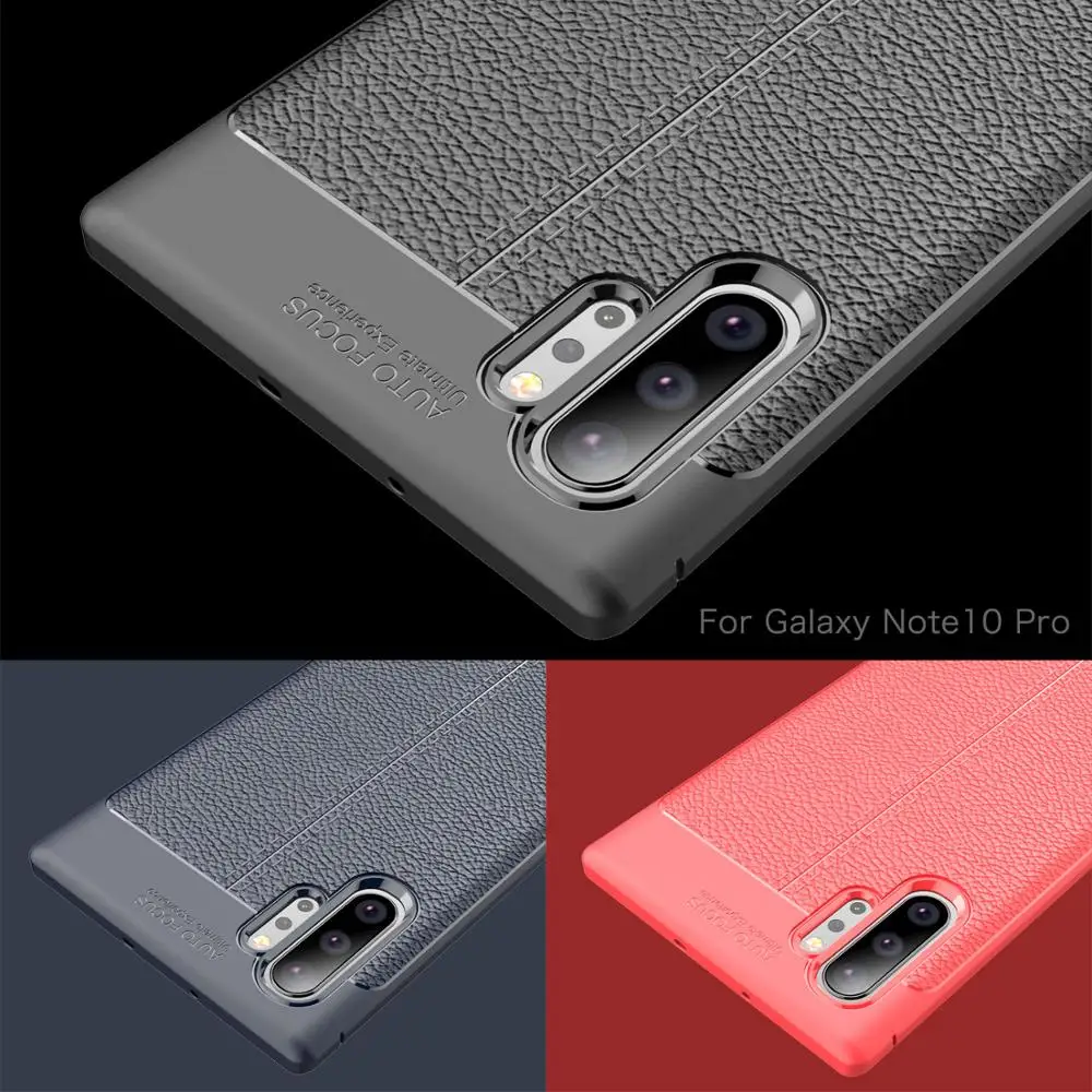 KEYSION Shockproof Case for Samsung Galaxy Note 10 Pro 9 8 Soft TPU Ltchi Pattern Back Cover S10 5G Plus S9 | Мобильные телефоны и