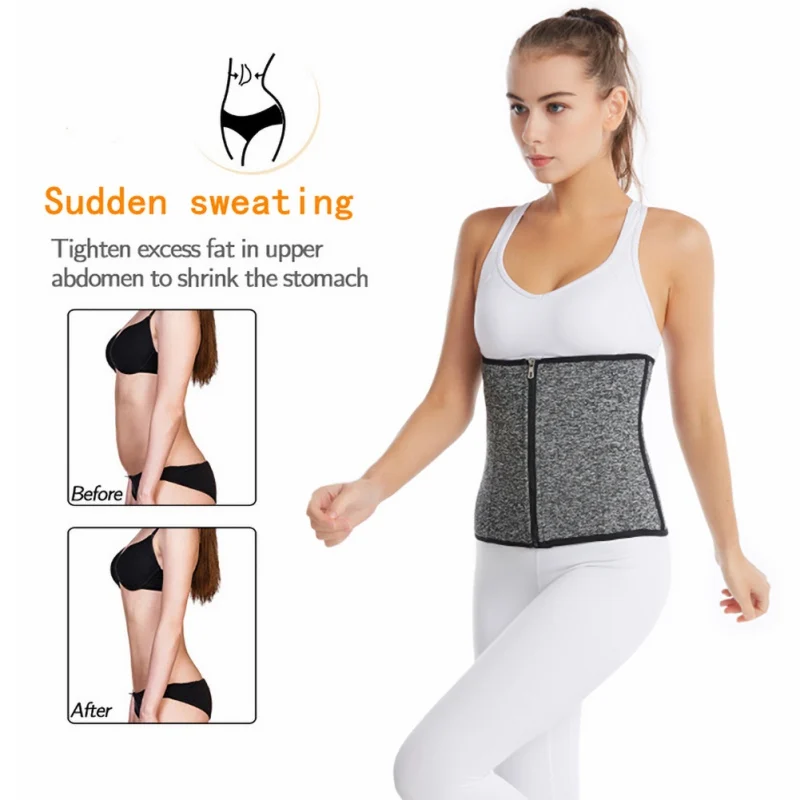 

Корсет для похудения и тренировок, утягивающий спортивный шейпер на молнии, черный, для похудения