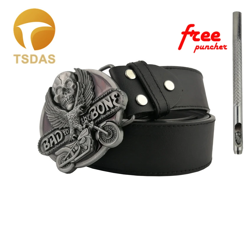 Металлическая пряжка для ремня BAD BONE Череп Орел ковбойская съемная серебристая