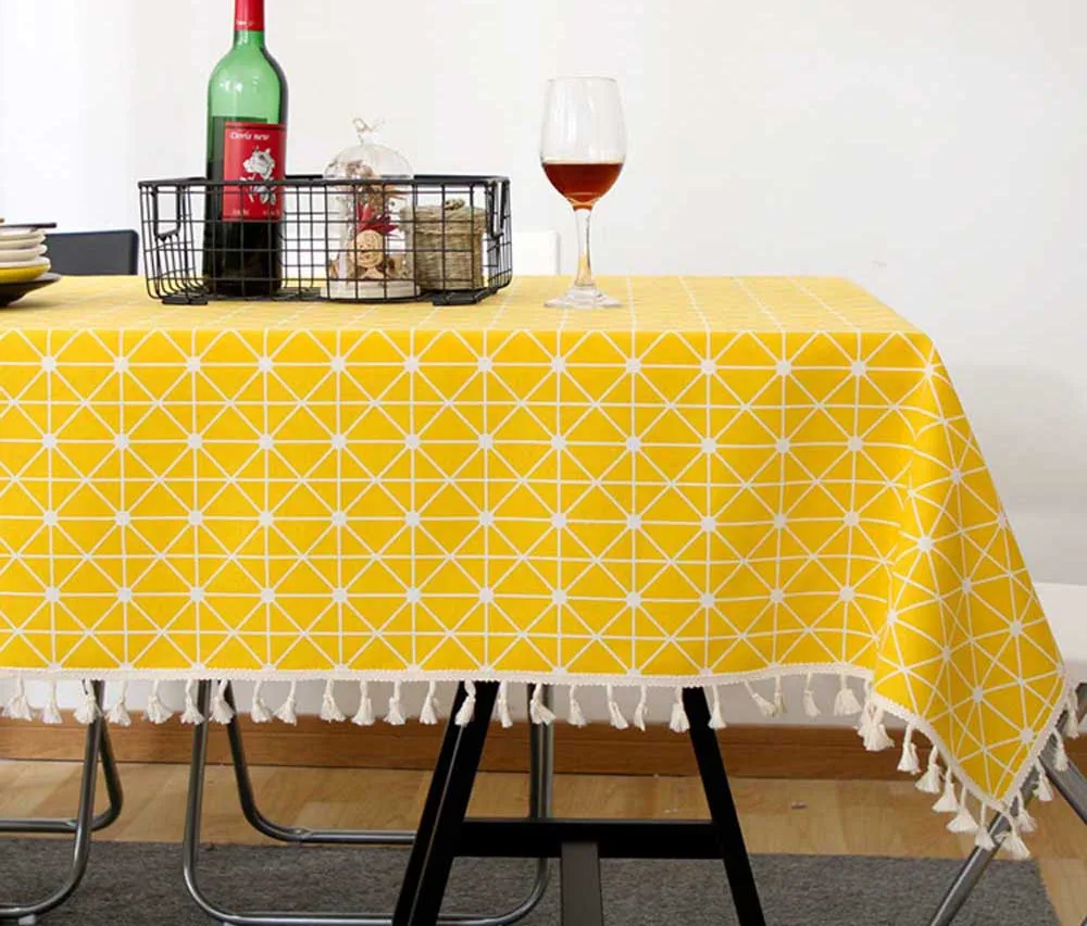 Скатерть из хлопка и льна прямоугольная в полоску с принтом | Дом сад