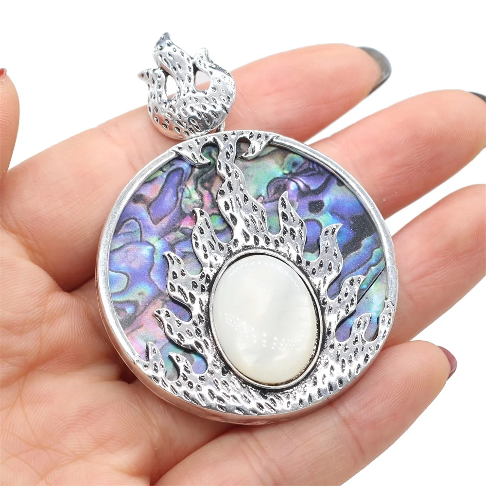 

Natural Stone Agates Blue Turquoises Rose Quartzs White Shell Pendant Charm for DIY Jewelry Making Jewelry Gifts Size 45x45mm