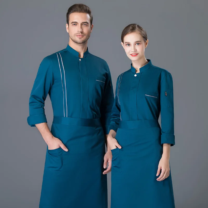 Униформа шеф повара унисекс с длинным рукавом для кафе пекарни официанта Рабочая