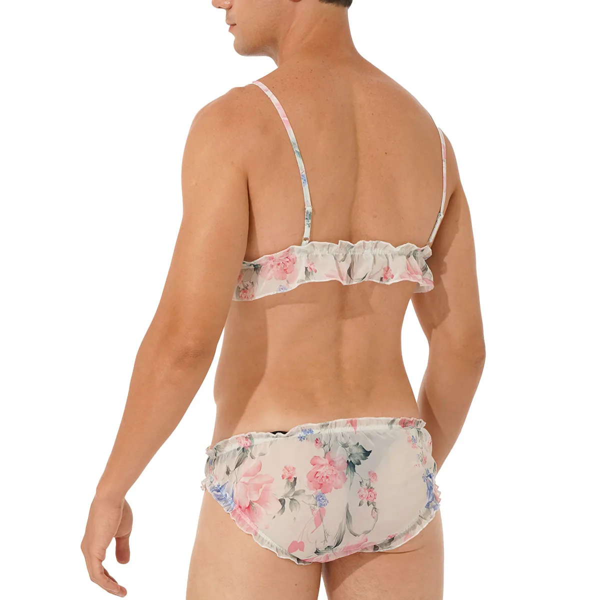 Пижама Мужская с оборками цветочным принтом ночная рубашка 2 шт.