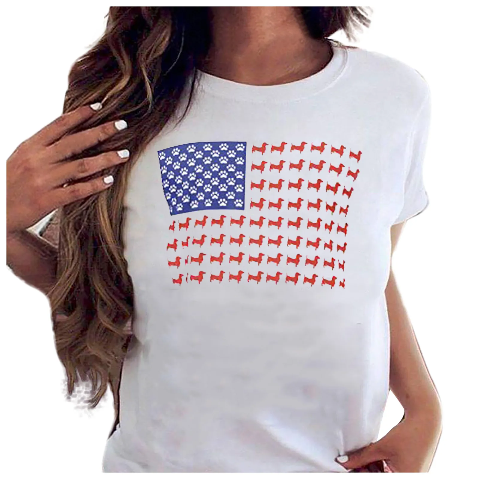 

Adult Independence Day Blouse TopsO NeckPartyStylish T-shirt